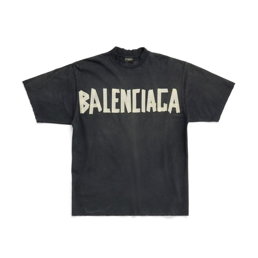 Balenciaga T-shirt Tape Type Medium Fit in Black Faded