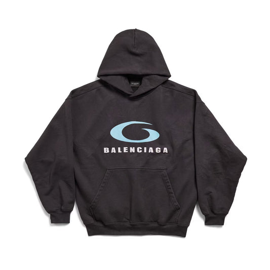 Balenciaga Hoodie Loop Sports Icon Medium Fit in washed black/blue archetype fleece